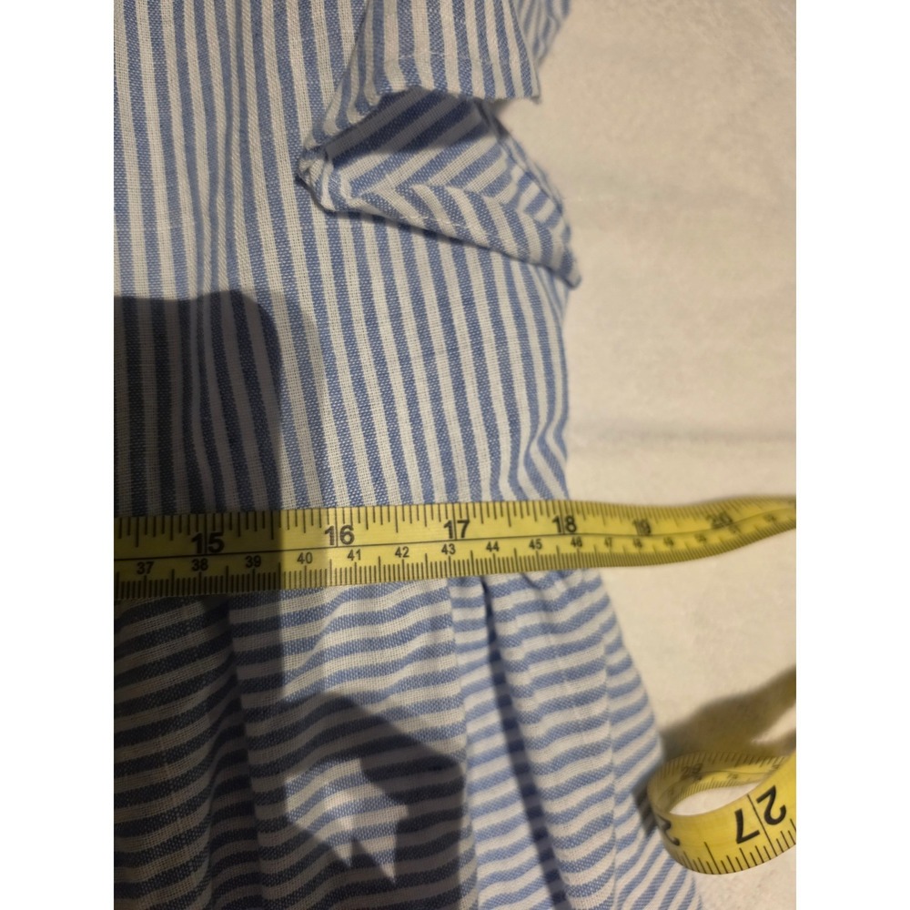 Umgee USA Blue White Striped Tiered Eyelet Lace Trim Ruffle Mini Dress Medium - Picture 3 of 4